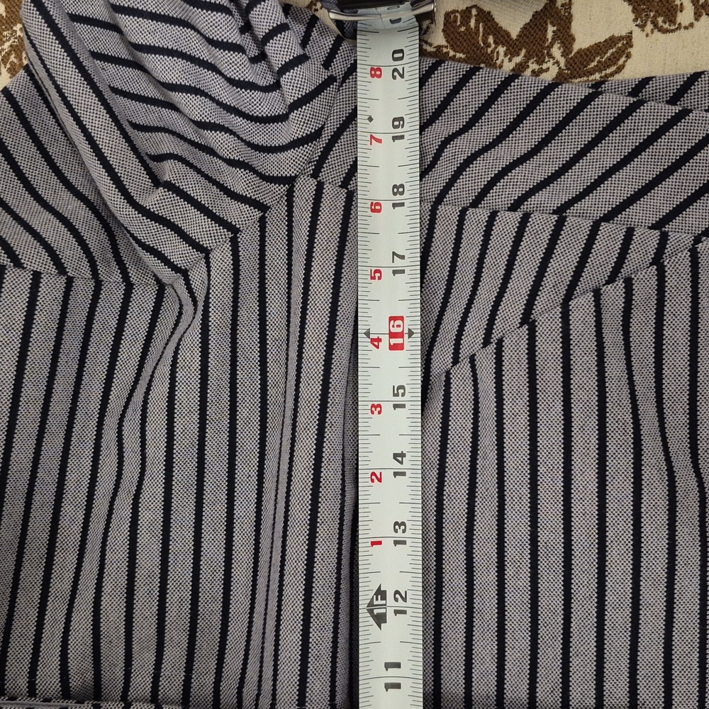 Cabi Mock Neck Stripe Coat Cotton Blend 3 quarter sleeve - Picture 7 of 9